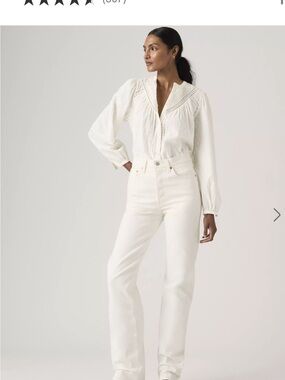 Levi's High-Rise Straight Jeans in Cream-White
